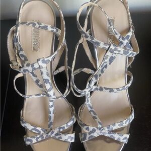 Guess Women's Animal Print Strappy Sandals - Black and Cream